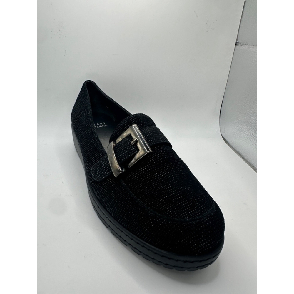 Stuart Weitzman Black micro beaded buckle loafers hSize 6.5 - Picture 6 of 11